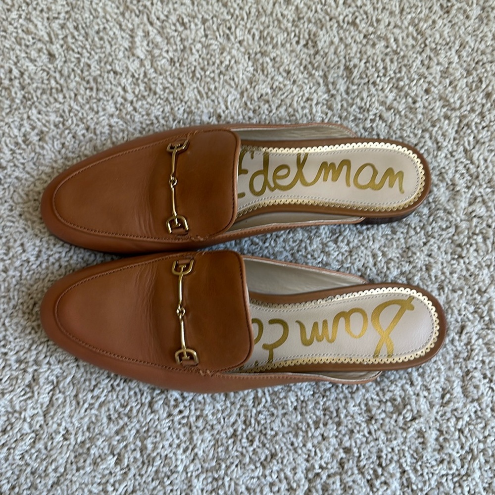 Cognac horse bit backless Loafer